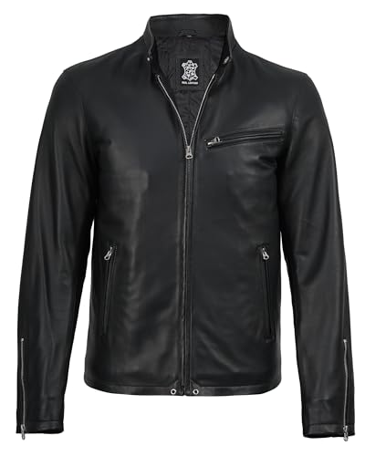 Image of Decrum Disc Leather Jacket Men - Leather Motorcycle Jackets | [1132492] Edmnd Black, S
