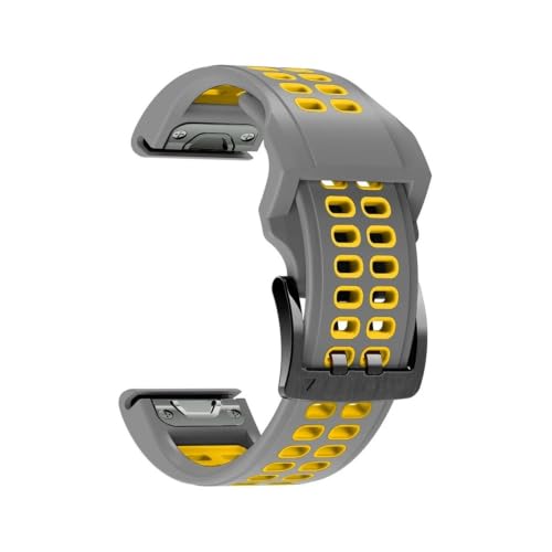guoren Correa de Reloj de Silicona de 22MM y 26MM fit for Garmin Fenix ​​7X 7 6X 6 Pro Fenix ​​5X 5 Plus Forerunner 945(Gray Yellow,26mm)