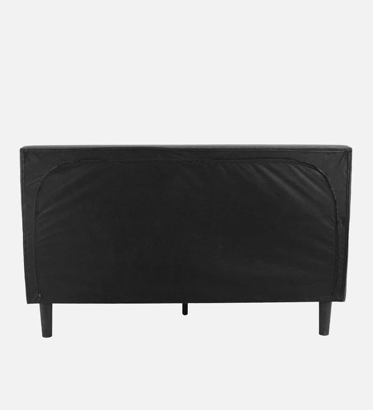 Image of Mintwud Pepperfry Upholstered Queen Size Bed Without Storage for Bedroom Furniture Solid Wood Fabric Bed Wooden Double Bed Cot Palang for Living Room Home and Hotels (Black Finish)