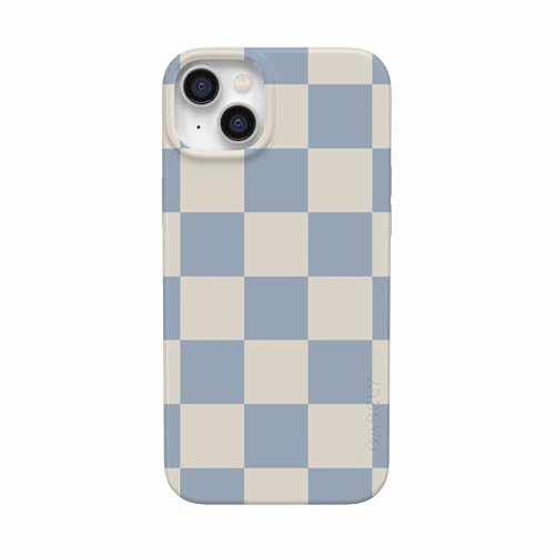 Casely iPhone 14 Plus Case | Fit Check | Light Blue Checkerboard | Compatible with MagSafe | Classic Ultra Thin Design