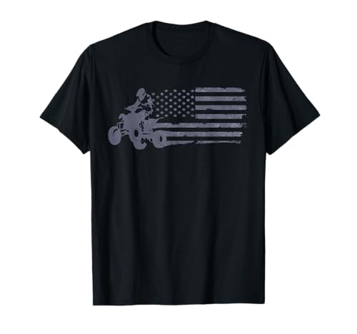 ATV Quad Four Wheeler Bike Rider American Flag Distressed T-Shirt