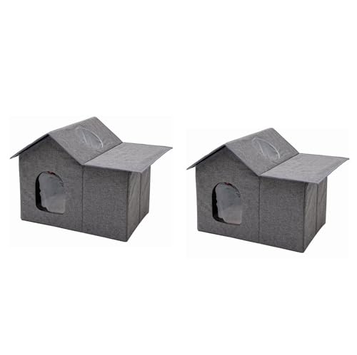 猫用ケージ 折りたたみ式 キャットケージ ポータブル猫犬用フェンス 防水オックスフォード布製、厚手で耐摩耗性 テント キャットバッグ 動物用ケージ 屋内屋外兼用 ペット用(最大20ポンド)(Gray 2pcs)