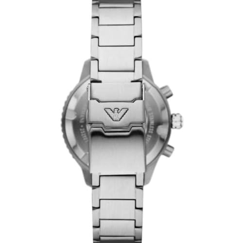 Emporio Armani Watch for Men, Quartz 3 sub dial Chronograph Movement and 43mm Case Size with Stainless Steel Strap