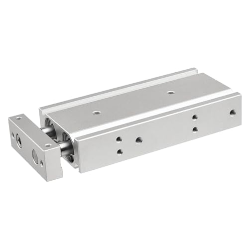 Heschen Doppelter Aluminium-Luftzylinder, CXSM 20-55, Führungsstangen-Platte, Doppelstabgeführt, Pneumatisches Gleitlager, Gepolstert, 20mm Bohrung, 55mm Hub, Doppelt Wirkend