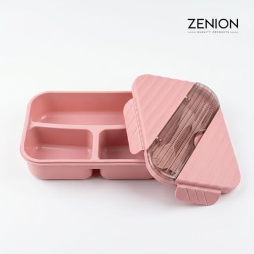 Image of Lunch Box, Air-Tight & Leakproof Plastic Tiffin Box for Kids & Adults, Lunch Box with Fork and Spoon, Multicolor
