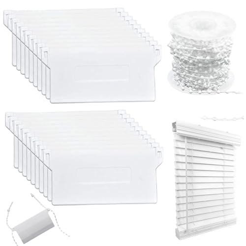 Pesas y cadenas para persianas verticales de plástico blanco con cordón de bolas para ventanas 2