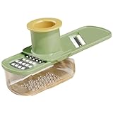 Multifunktionale Knoblauchmühle, 3-in-1 Mini-Knoblauchschneider und Ingwerzerkleinerer, multifunktional, Gemüsezerkleinerer mit eingebautem Behälter, handliches Küchenutensil (grün)