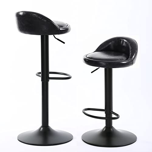 Aimezo Set Of 2 Bar Stools, 360°Swivel Bar Stool Chairs With Back, Adjustable Height Bar Chairs, Tall Bar Stools Set With Pu Leather,Black Barstools For Kitchen Island Pub Bar #TOP25