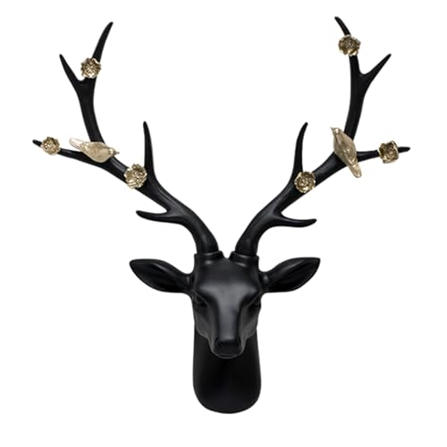 TUPAFJU Tête De Cerf Résine Décoration Murale Art, Fausse Taxidermie, Bois, Noir, Contemporain, Montage Mural, Salle De Séjour, Chambre, Bureau À Domicile
