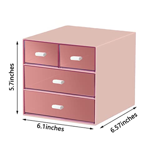 Zyners Desk Organizer With Drawer, Office Organizer With 4 Drawers, Desk Storage Box For, Desktop, Dressing Table, Office, School, Home, Plastic Box And 4 Acrylic Drawers(Pink) #TOP1