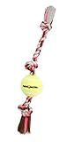Mammoth Flossy Chews Color 3 Knot Tug w/Large Tennis Ball – Premium Cotton-Poly Tug Toy for Dogs – Interactive Dog Tug Toy – Rope Dog Toy with Tennis Ball for Large Dogs - 24”