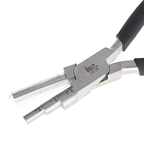 The Beadsmith Little Wrapper Pliers – Multi-Step Wrapping Tool – 5, 7 & 10mm barrels - 6 Inches Long, 1.25” Stainless Steel Jaws, Cushioned Grips – Use to Shape Rings and Make Consistent Sized Loops …