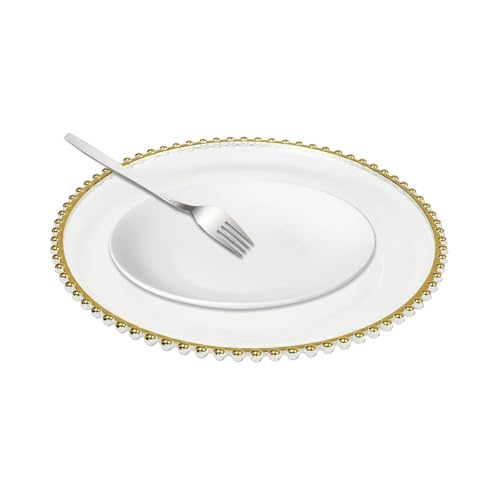 25 Platos Claros Dorados Redondos 12.6 pulg Plástico miniatura 1