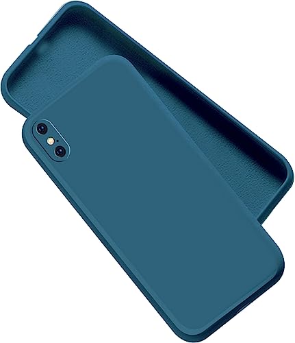 Image of A rtistque Liquid TPU Silicone Matte Shockproof Flexible with Camera Protection Soft Back Cover Case for iPhone X - Blue