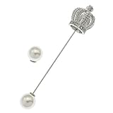 RechicGu Silver Royal Queen Crown Tiara Cross Faux Pearl Lapel Stick Pin Tie Hat Scarf Badge Brooch