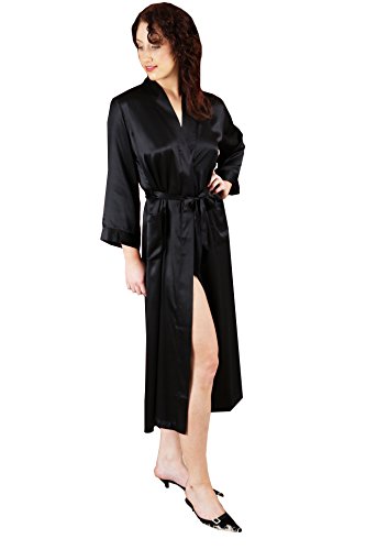 Preisvergleich Produktbild Silk Cocoon Frauen Morgenmantel reiner Seide - A08 - schwarz XL