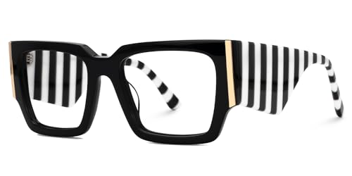 Image of VOOGLAM Stylish Oversize Rectangle Blue Light Blocking Glasses for Women Men Anti Eyestrain Dry Eyes Eyewear Fantasia