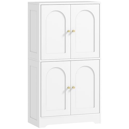 HOMCOM Buffet Cuisine, Meuble Cuisine Rangement, Meuble de Rangement, vaisselier Moderne avec 4 Portes cintrées et 2 étagères réglables, pour Salle à...