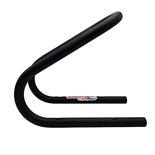 Image of Pit Posse 11023BK Motorcycycle Wheel Chock Permanent 5 1 /4 inch Trailer Truck Van Front Tire - Made in USA - Predrilled Mounting Holes - Powder Coated Black Finish - 5 Year Warranty (Black)