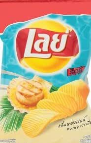 Lay's Potato Chips Rock Baked Scallop with Butter and Garlic Crisp Flavor (Import From Thailand) 105 G