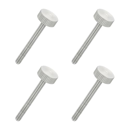 MECCANIXITY 4 PCS M5 x 50mm Flat Knurled Head Thumb Screws,304 Stainless Steel Fully Threaded Thumbscrew Bolts Fasteners for Home Appliances Lighting Electronic Equipment and Industry