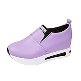 Beudylihy Laufschuhe Atmungsaktiv Damen Sneaker Mesh Low-Top Freizeitschuhe Slip on Halbschuhe Lässige, rutschfeste Damenschuhe mit Fester interner Erhöhung der Schuhe Mit Absatz Für Damen