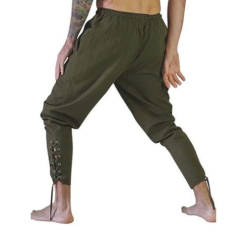 Letuwj Men's Ankle Strap Pants Trousers Medieval Pants3