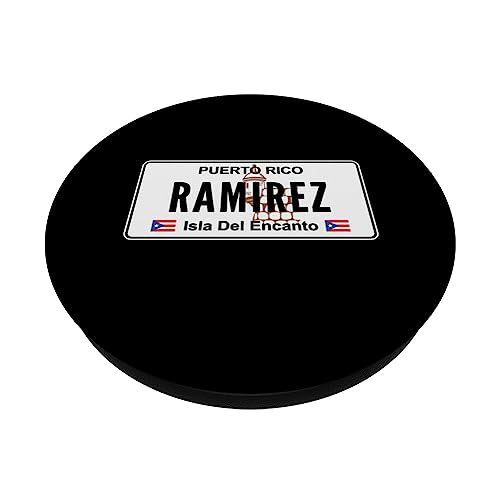 RAMIREZ LAST NAME - PUERTO RICO LICENSE PLATE PopSockets Swappable PopGrip, Black - Image 2