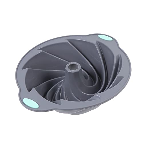 GLEAVI 1Pc Silicone Baking for Chiffon Savarin Cakes Spiral Pan Light Grey Non Stick Easy to Clean Baking Tool for DIY Desserts Parties