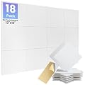 Focusound 18 Pack Sound Proof Panels for Walls, Self-Adhesive Acoustic Panels Sound Absorbing, 12" X 12" X 0.4" High Density White Square Soundproof Wall Panels
