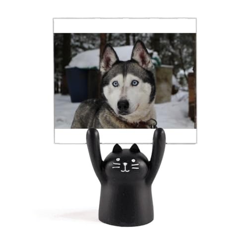 Pince mémo chat noir et petit chien pour message et carte