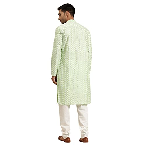Sojanya (Since 1958 Men'S Silk Blend Embroidered Kurta &Churidar Pyjama Set.2