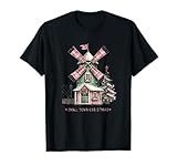 Small Town Christmas Rustic Windmill Scene T-Shirt