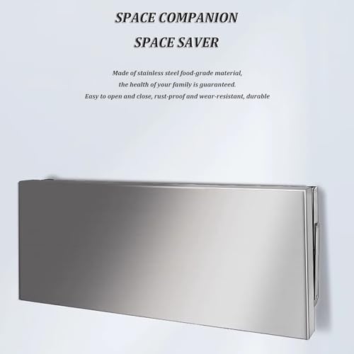 Stainless Steel Wall-Mounted Folding Table, Space-Saving Floating Desk, Utility Room Kitchen Food Shelf, Garage Workbench (L100*W40cm, Silver)