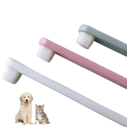 Image of Dog Toothbrush,Cat Toothbrush,Extra Soft Brush Wires,Pet Toothbrush Toothbrush for Dogs& Cats,Teeth Cleaning,Dental Care,Brushing Kit,3 Pack Kit (White /Green /Pink)
