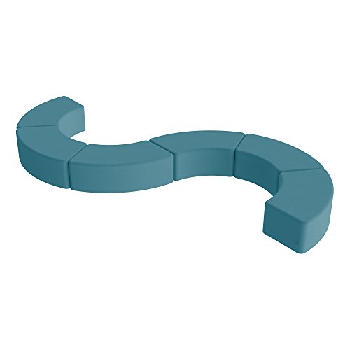 Image of Sprogs 12 inch H Structured S-Curve Stool -Flexible Modular Collaborative Soft Seating for Office, Home, Lounge and School Classrooms with Durable Frame & Set of 6 inch Legs Add-on -Teal