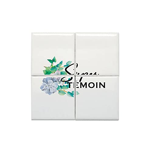 Carreaux céramique décoratif cadeau de remerciement super témoin mariage fleurs bleues