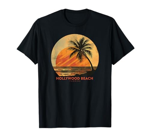 Recuerdo de palmera en la playa de Hollywood Beach FL Florida Camiseta