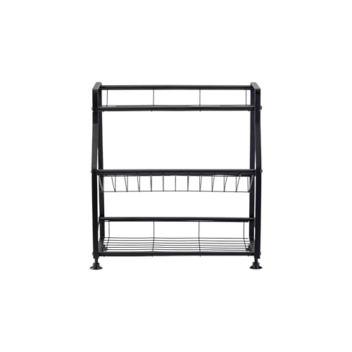 Epsilon 3-Tier Spice Rack and Dish Rack – Vertical Seasoning Organizer with Kitchen Shelf Storage for Efficient Spice Organization & Countertop Dish Drying