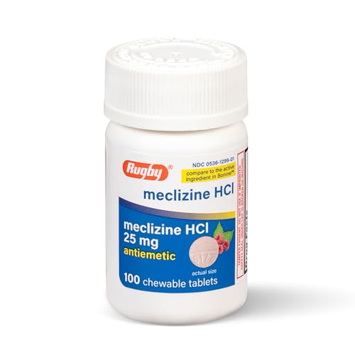 Rugby Meclizine Chewable Tablets 25Mg - Anti-Nausea Medicine Helps With Motion Sickness - 100 Count...