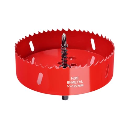 5 inch Hole Saw with Arbor for Metal Wood and Plastic, 127mm Bi-Metal Hole Cutter for Different Project with Smooth and Flat Drilling Edge, Fast Chip Removal