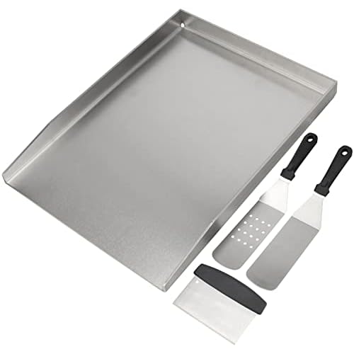 GriHero 30x40cm Edelstahl Grillplatte, Universal Grillschale Feuertonne Pizzastahl, BBQ Plancha Gasgrill Zubehör passend für Weber, Holzkohle und Die meisten Grills (30x40CM)