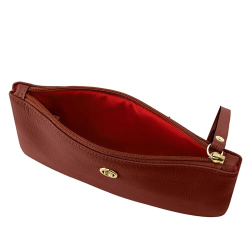 Bolsa Carteira Clutch Feminina de Couro Bovino Legítimo c/Fechamento em Zíper Mariart Cambará (Terra
