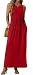 GRECERELLE Women's Casual Long Maxi Dresses with Sleeveless Red L