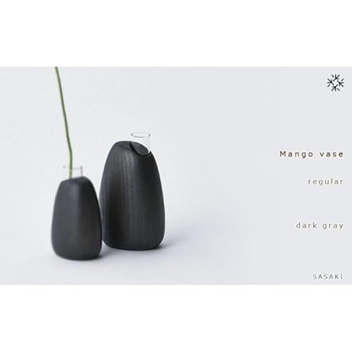 Mango vase - regular dark gray/SASAKI[旭川クラフト(木製品/一輪挿し)]マンゴーベース / ササキ工芸_03258