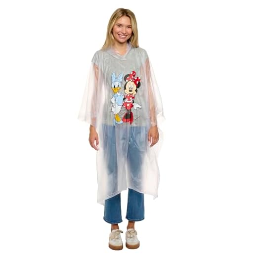 Disney Mickey Mouse Rain Poncho Hoodie Print Unisex Adult (Minnie Mouse & Daisy Duck)