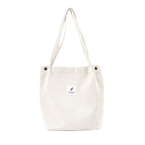 BESTOYARD College Style Umhängetasche Cord Fastener Verschluss Leinwand große Kapazität Handtasche für Frauen Mädchen (weiß)