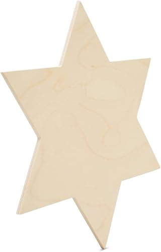 Miniatura 3 de Woodpeckers - Recorte de estrella de David de madera de 11-78 pulgadas x 10-38 pulgadas, paquete de 6 recortes de madera sin terminar para