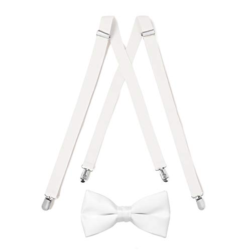 Suspender & Bow Tie Set (Adult, White)