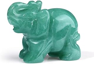 XIANNVXI Green Aventurine Crystal Elephant Ornament Crystals Elephant Figurine Reiki Natural Carved Gemstone 1.5" Cute Lucky Elephant Green Decor